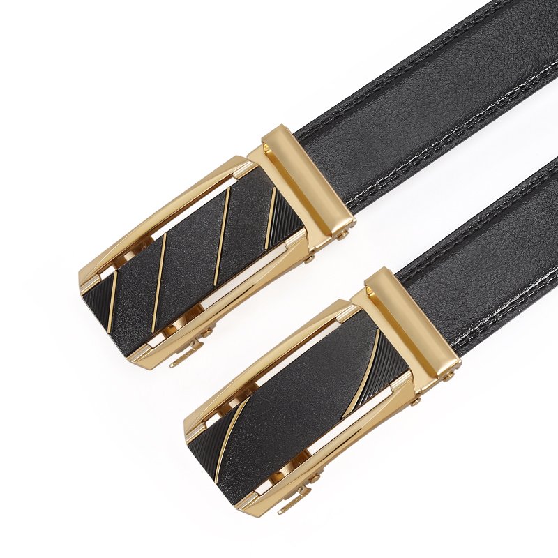 Men's automatic buckle business leisure belt with metal buckle