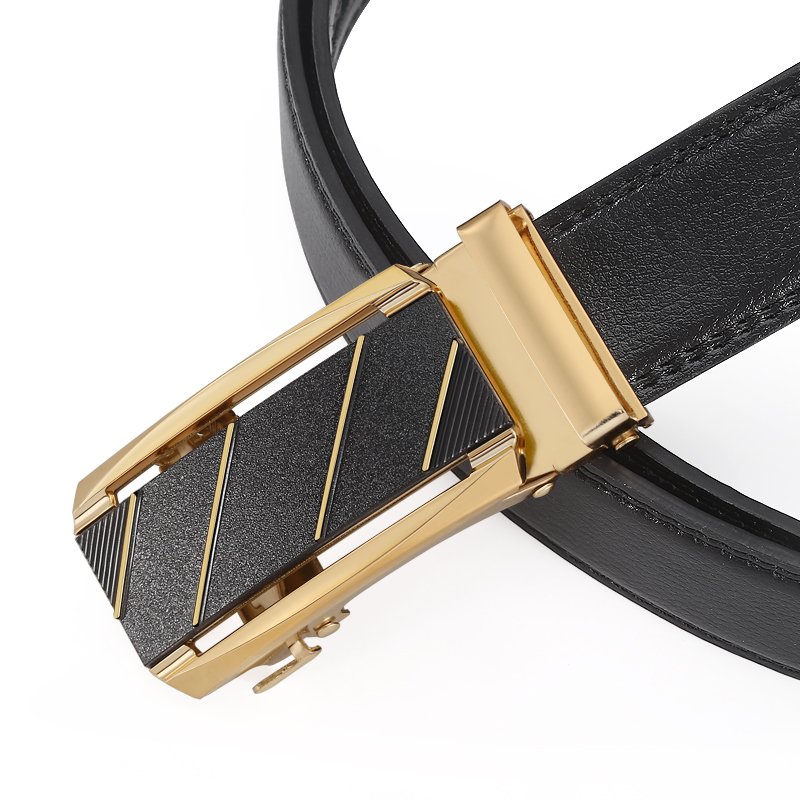 Men's automatic buckle business leisure belt with metal buckle