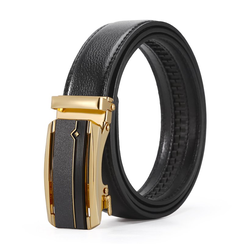 Men's automatic buckle business leisure belt with metal buckle