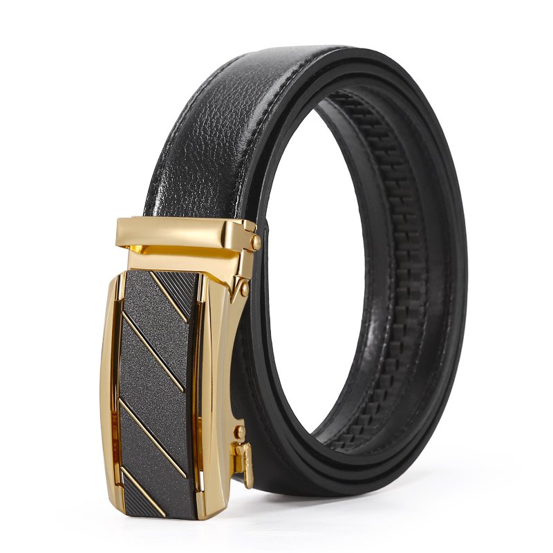 Men's automatic buckle business leisure belt with metal buckle