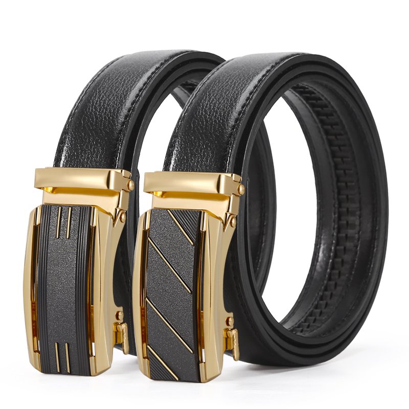Men's automatic buckle business leisure belt with metal buckle