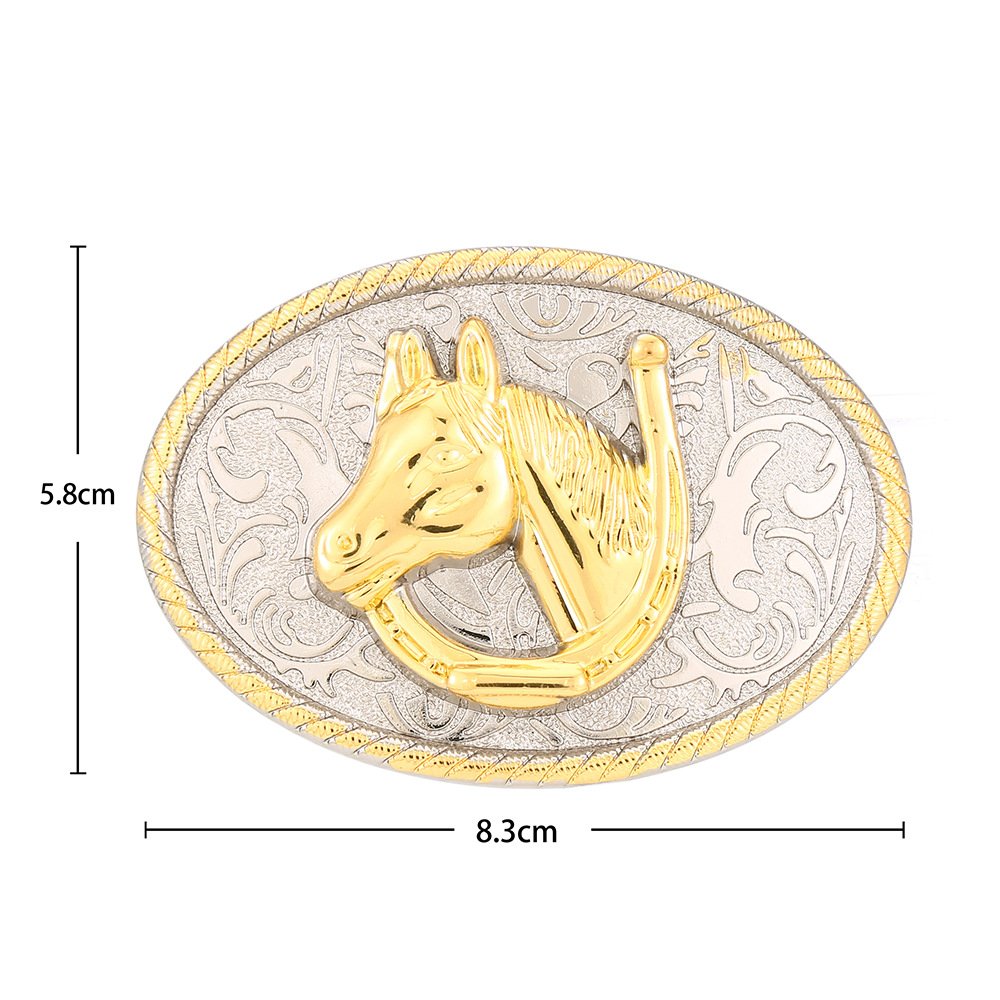 oval western belt buckle gold horse head western cowboy belt buckle for men