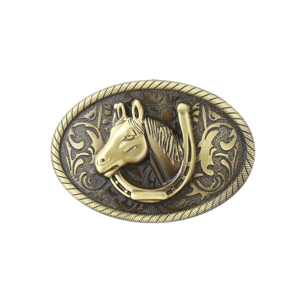 oval western belt buckle gold horse head western cowboy belt buckle for men