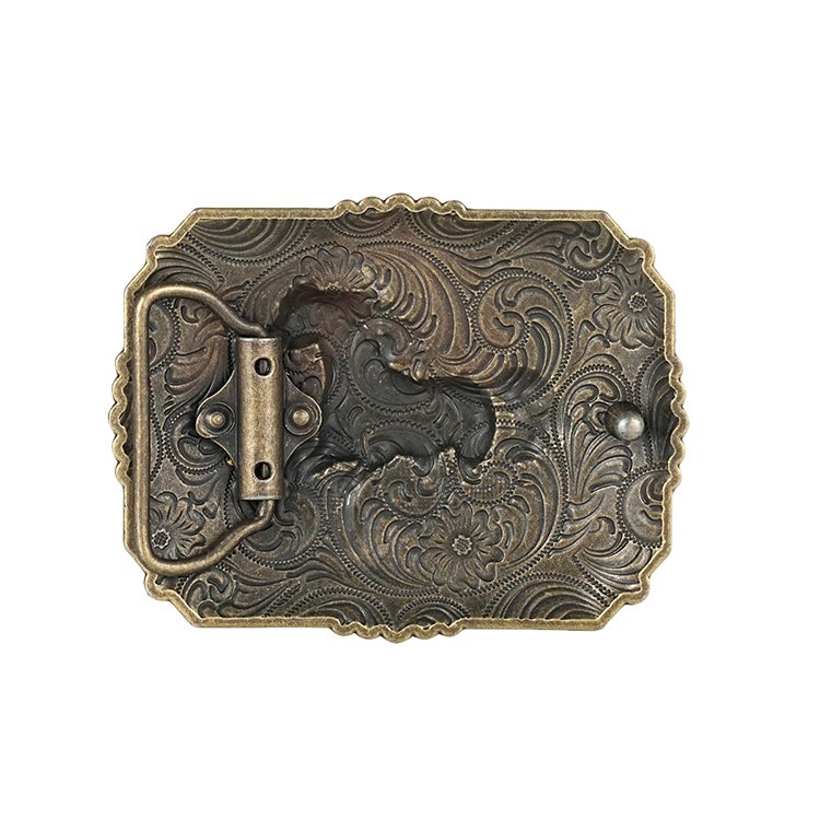 Customized zinc alloy casting 3D design relief eagle flower western style logo belt buckle for fashion show decorative dress