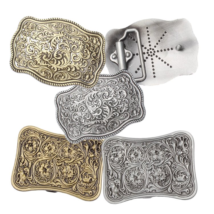 Customized zinc alloy casting 3D design relief eagle flower western style logo belt buckle for fashion show decorative dress