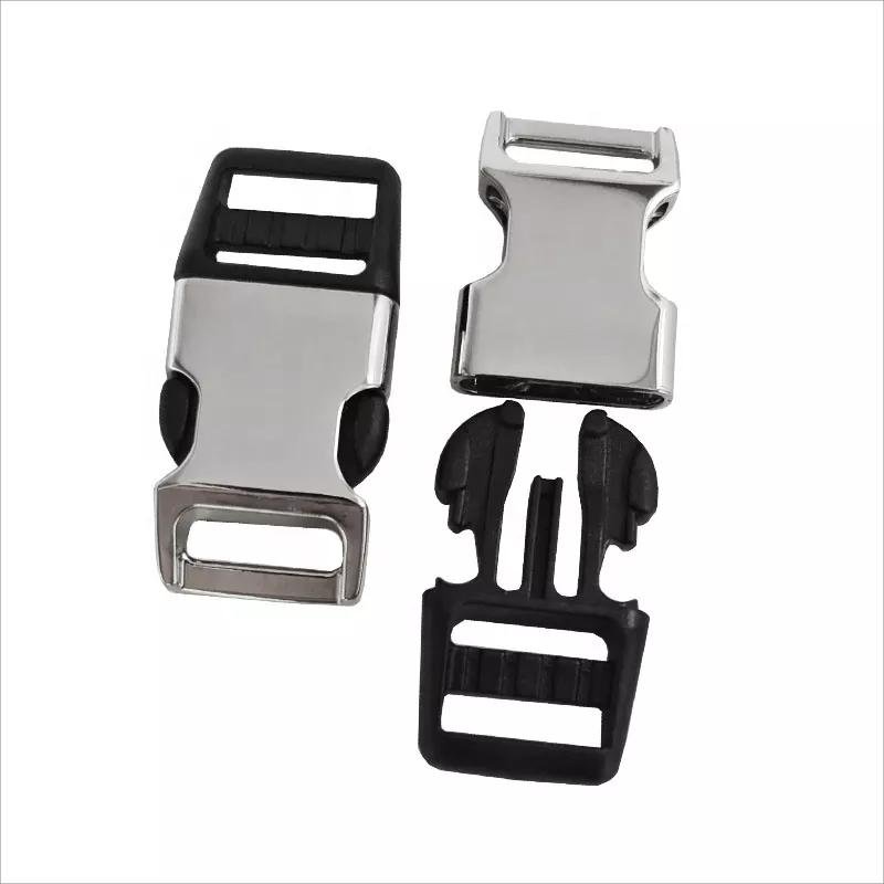 Adjustable Plastic Semi Metal Hybrid Buckle Side Release Buckles Dog Collar Bags Webbing Accessories