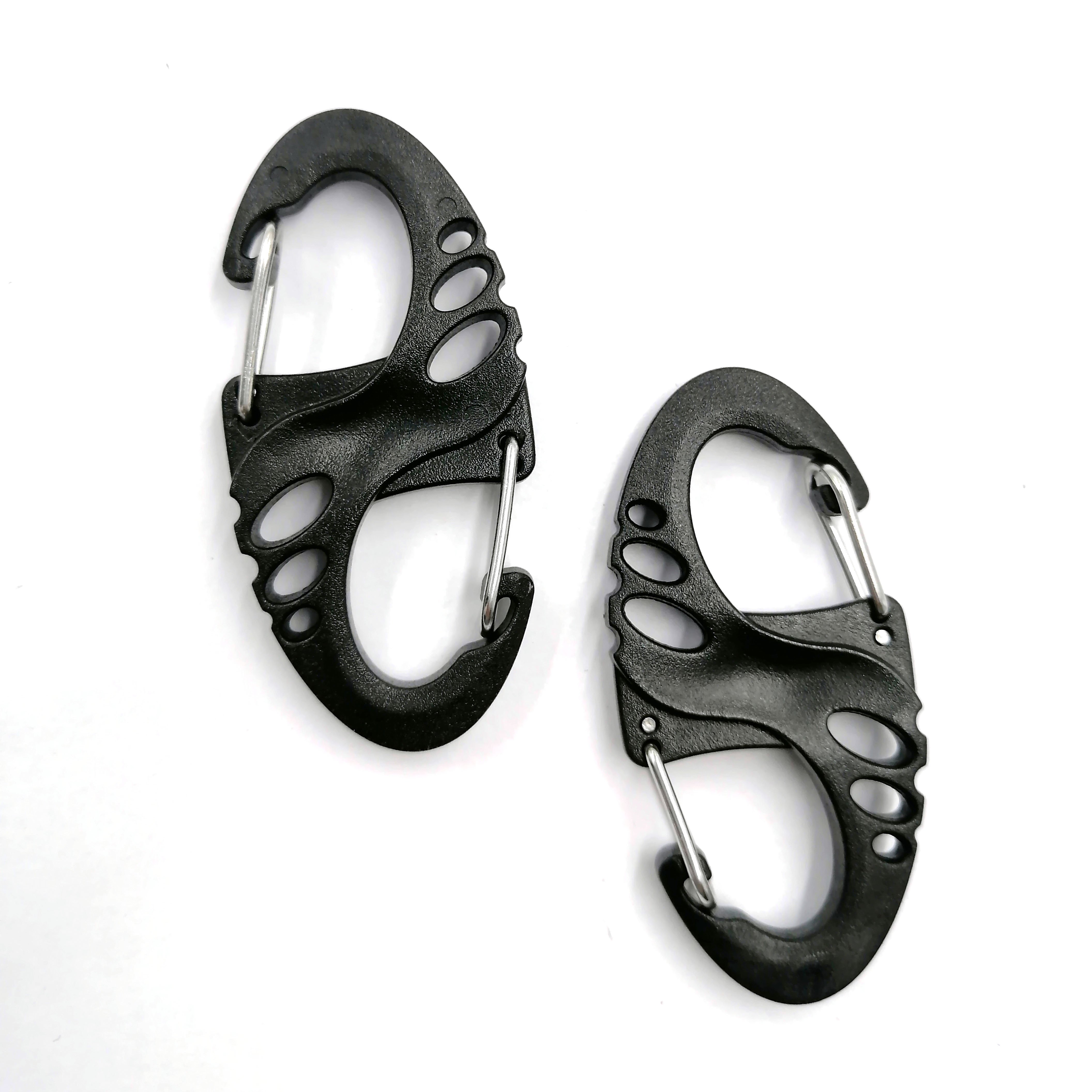 Customized Auto Locked Hook Buckle Plastic S Carabiner Paracord Clips Hook for Survival Bracelet Keychain