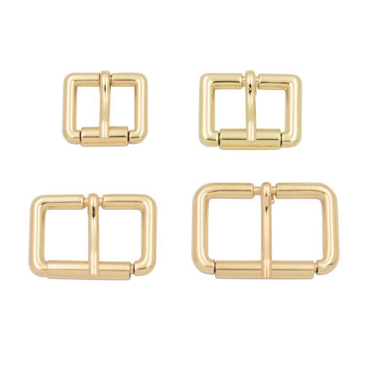 Wholesale gold plated square single prong bag strap belt buckle metal roller buckle