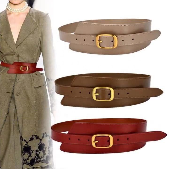 Fashion Retro Vintage Genuine Leather Wide Cowhide Waist Belt for Women Coat Sweater shirt dress