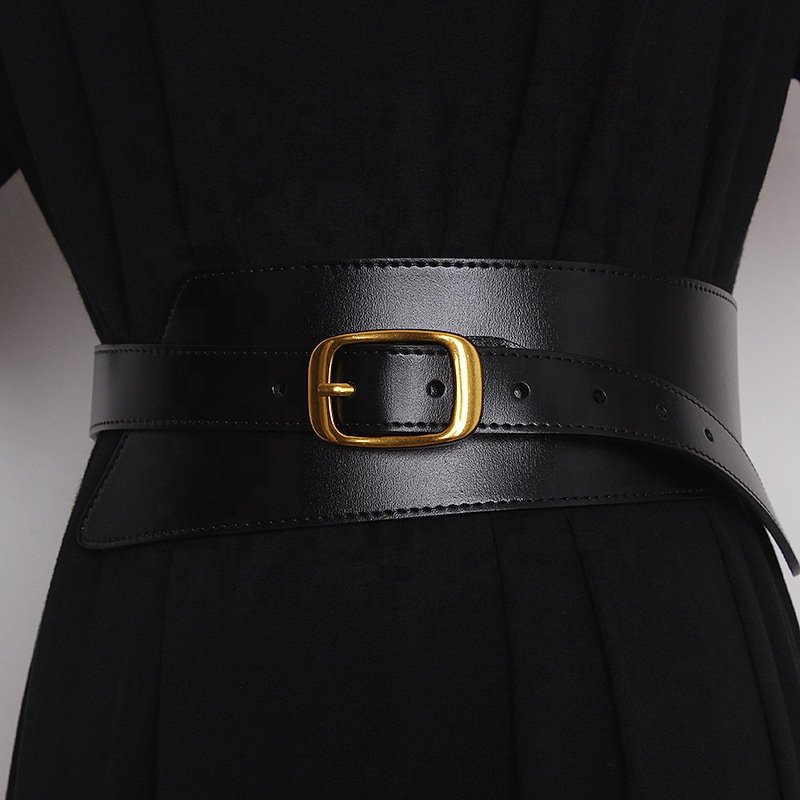 Fashion Retro Vintage Genuine Leather Wide Cowhide Waist Belt for Women Coat Sweater shirt dress