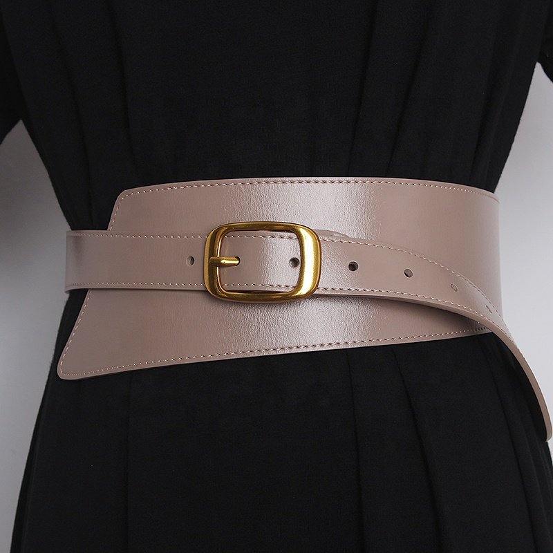 Fashion Retro Vintage Genuine Leather Wide Cowhide Waist Belt for Women Coat Sweater shirt dress