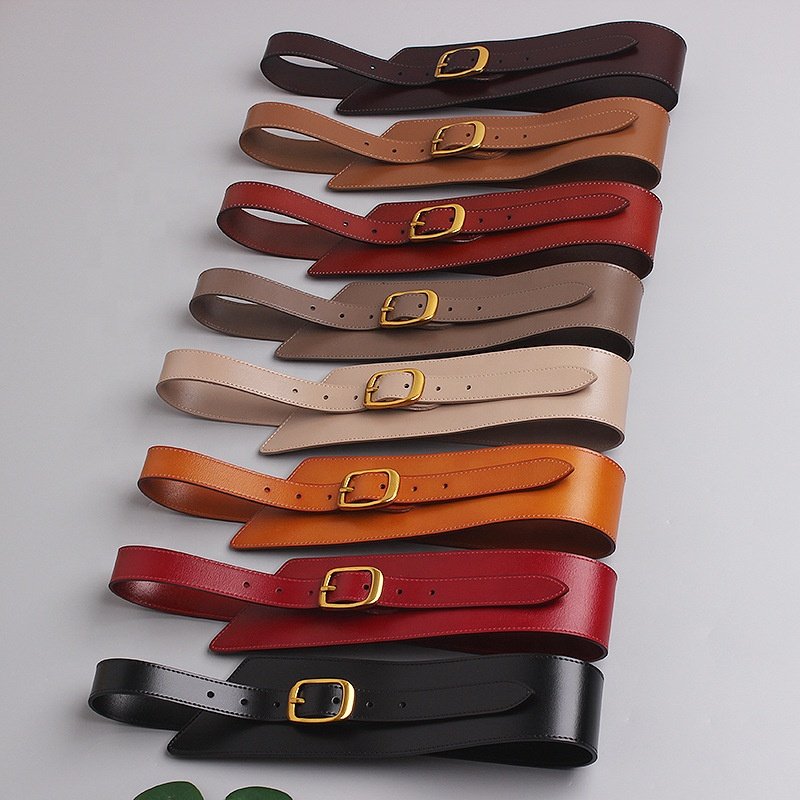 Fashion Retro Vintage Genuine Leather Wide Cowhide Waist Belt for Women Coat Sweater shirt dress