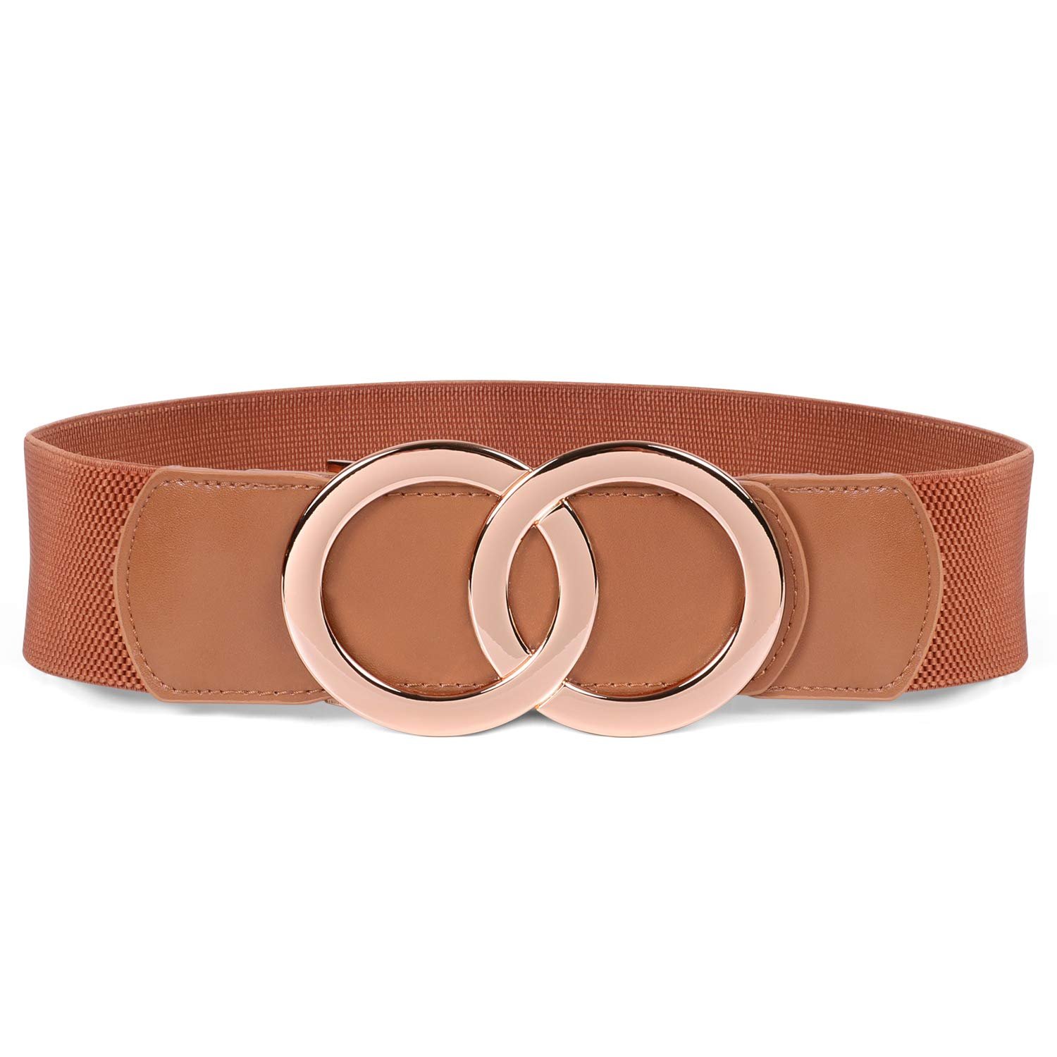 Women Stretchy Wide Waist Belts, Ladies Elastic Belt for Dresses Double Ring Buckle Z197