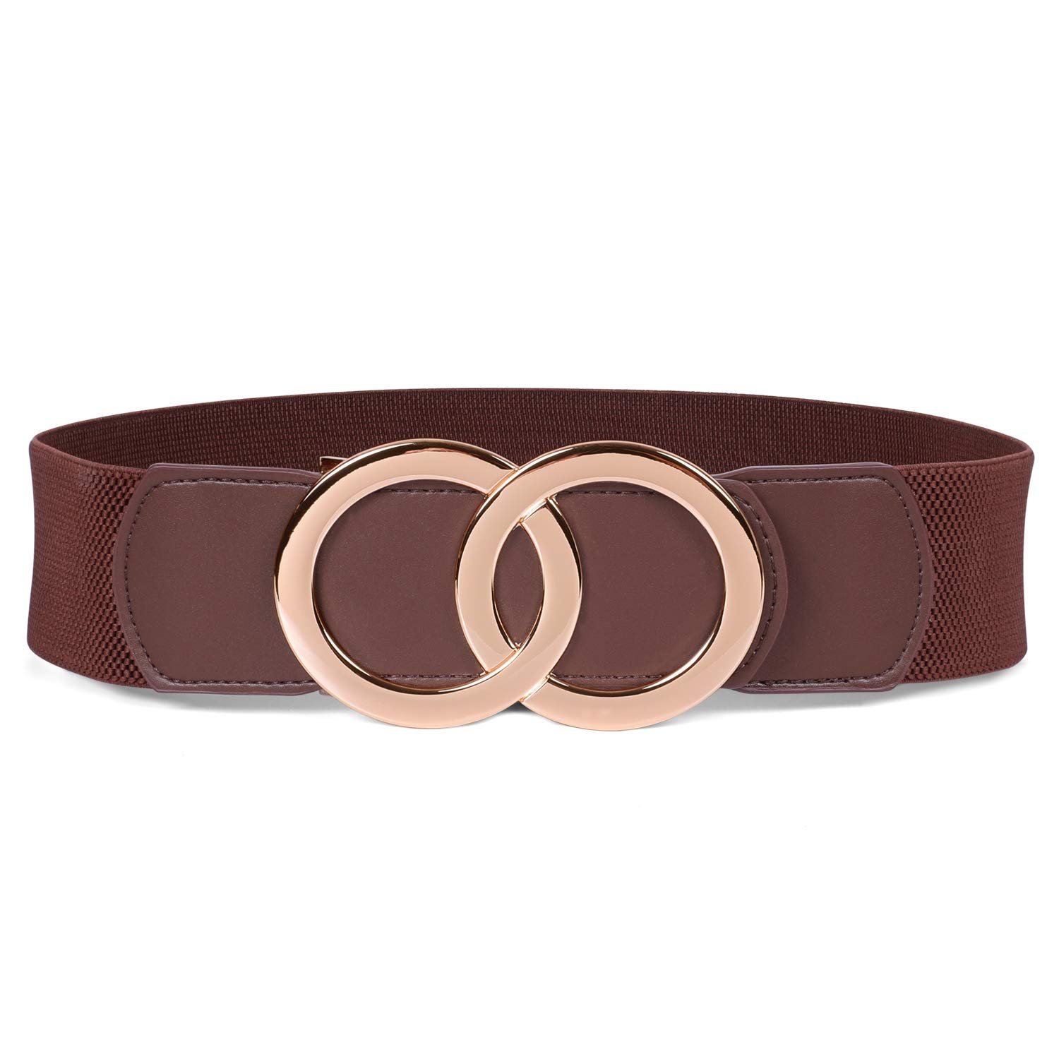 Women Stretchy Wide Waist Belts, Ladies Elastic Belt for Dresses Double Ring Buckle Z197