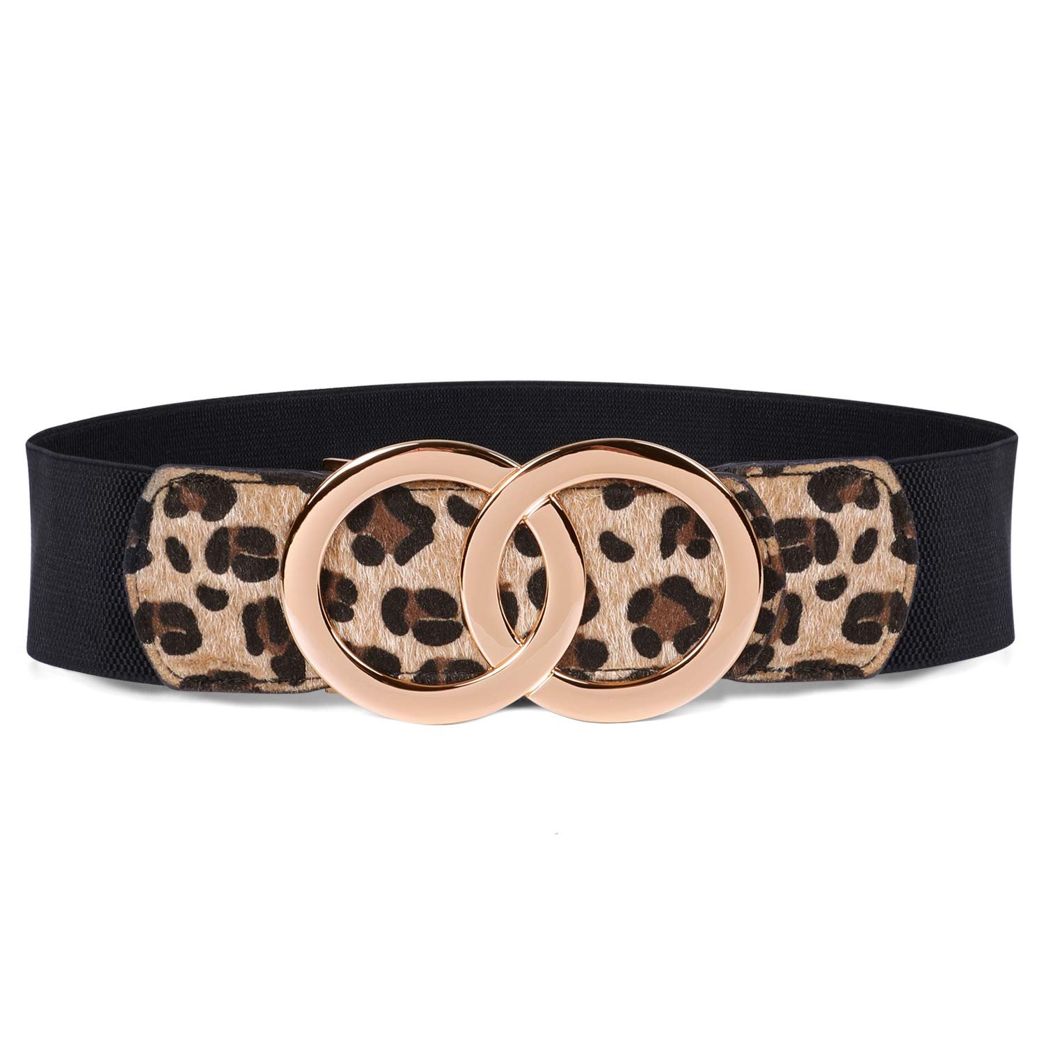 Women Stretchy Wide Waist Belts, Ladies Elastic Belt for Dresses Double Ring Buckle Z197
