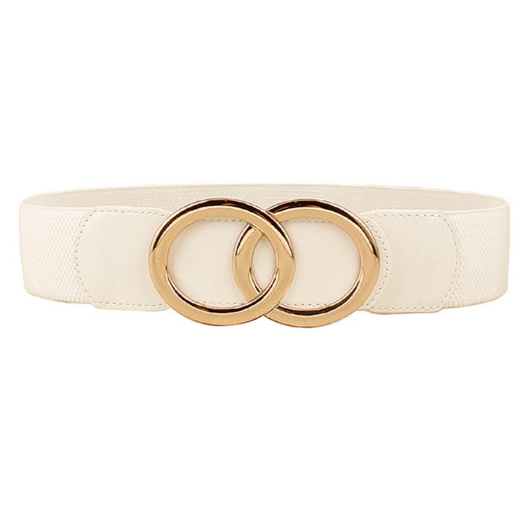 Women Stretchy Wide Waist Belts, Ladies Elastic Belt for Dresses Double Ring Buckle Z197