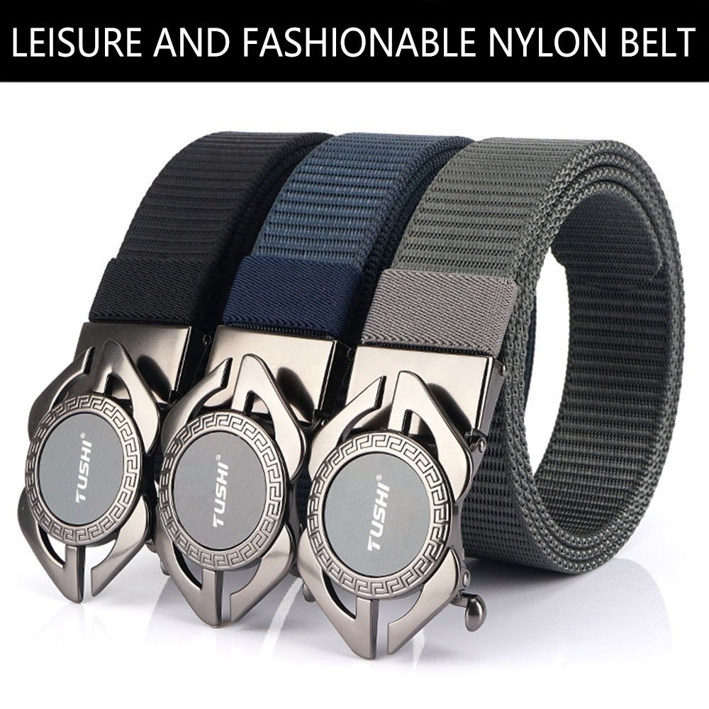 Wholesale New Thickening Men's Nylon Fabric belt metal automatic buckle Outdoor Tactical Belt Casual Hunting Hiking Sports belt