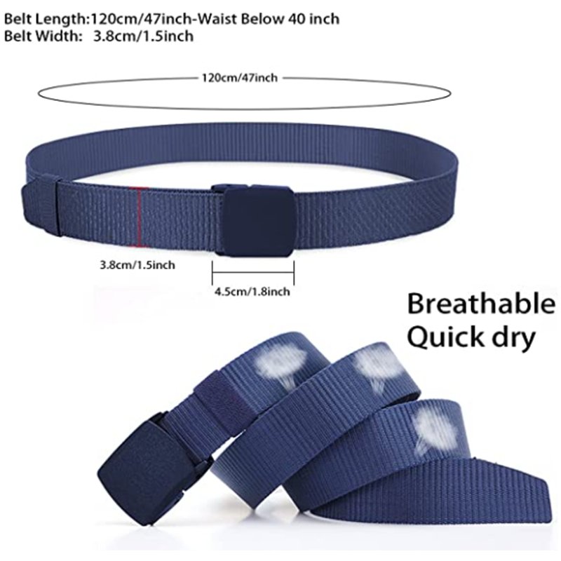 8 Colors Men Female Belts Nylon Adjustable Belt Outdoor Travel Tactical Waist Belt with Plastic Buckle for Pants 120cm
