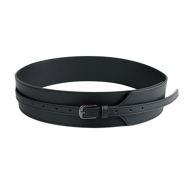 Women Obi Belt Vintage Pu+genuine Leather Buckle Waist Belt,Fashion Wide Belts For Dresses Coat