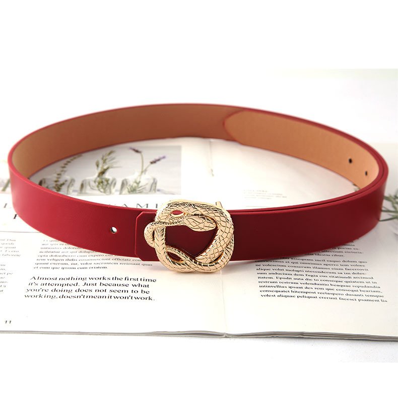 Snake Buckle Ladies Belt Wholesale Alloy Customized Black Belt,Fashion Pu Women Female