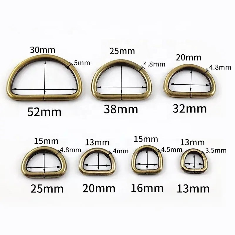 MeeTee F4-6 16/20/25/32/38/50mm High Quality Alloy Bag Strap Connective Clasp Luggage Handbag Hardware Accessories D Ring Buckle