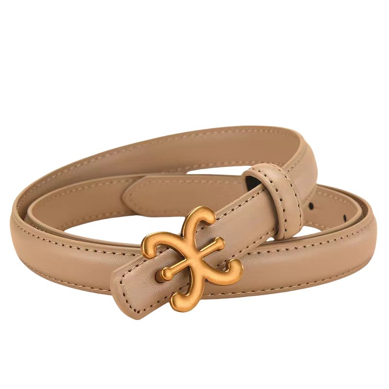 Customized 2cm Width Cow Hide Genuine Leather Belt for Women Fashionable Trendy Ladies Belt with Alloy Buckle Designed Style