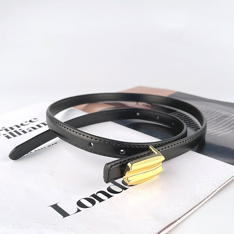 Newest Designs Metal Gold Buckle Genuine Leather Thin Belt Female Colorful Cowhide Waist Belts Decoration Jeans Wholesales
