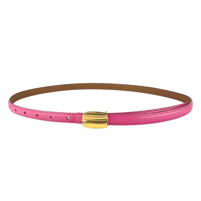 Newest Designs Metal Gold Buckle Genuine Leather Thin Belt Female Colorful Cowhide Waist Belts Decoration Jeans Wholesales