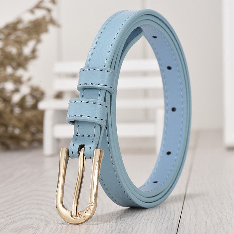 Fashion Black Blue White Pink Red Women Belts Thin Skinny Waistband Pin Buckle Adjustable Belt Summer Dress Jeans Strap Pu Belts