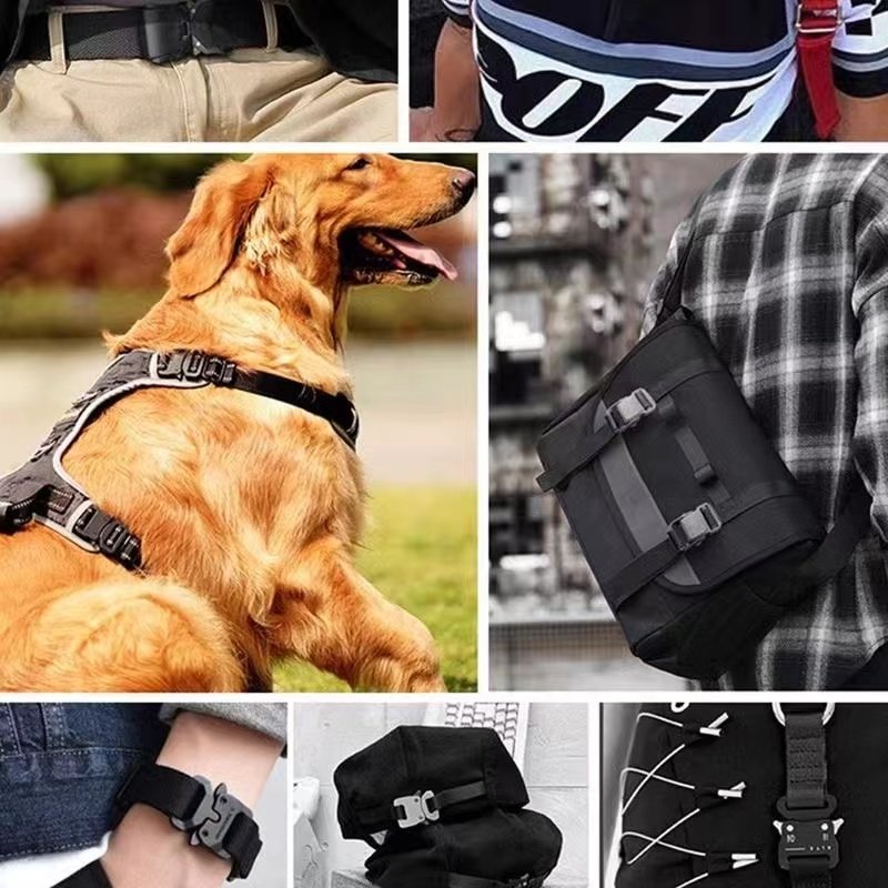 Q131 All-Metal Safety Plug Nylon Waistband Adjustable Alloy Tactical Buckle Source Manufacturer Outdoor Accessories Black Belt B