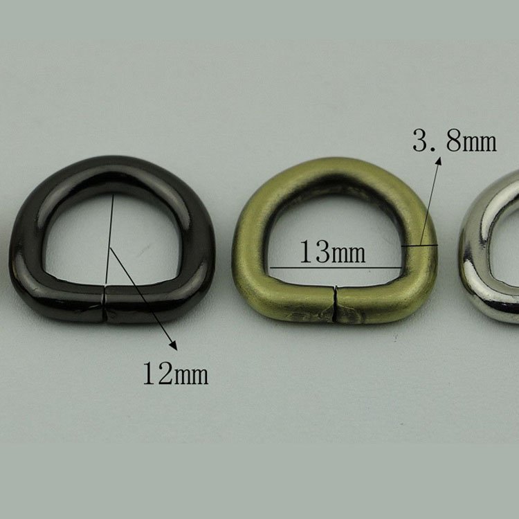 Consen High-end Handmade Leather Bag Accessories hardware metal D buckle 13mm Solid D ring