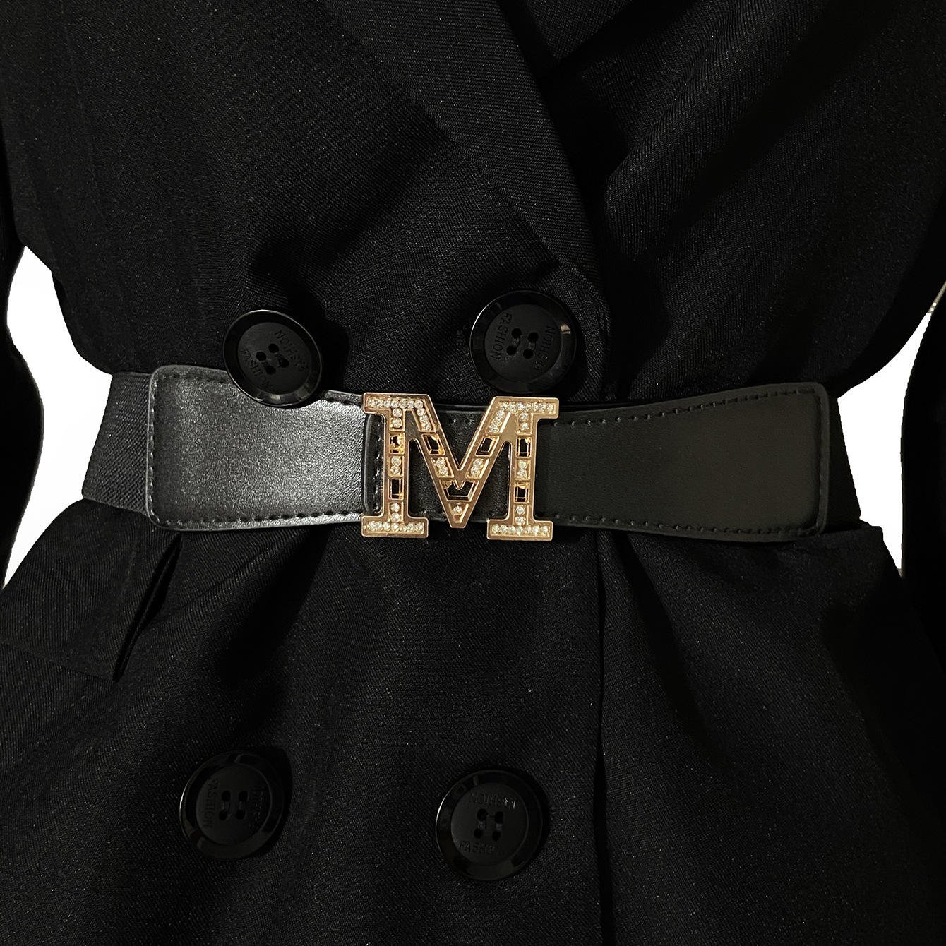 Ladies Diamond Belt Fashion M Buckle Belt Pu Waist Belts For Ladies