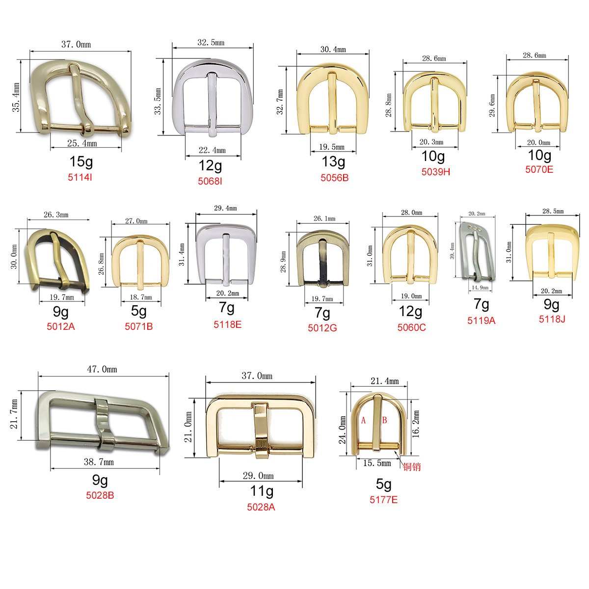 Custom 1" 1/2 3cm Metal Black Curve Slide Removable Regular Belt Pin Buckle Center Heel Bar Buckles For Webbing Leather Strap