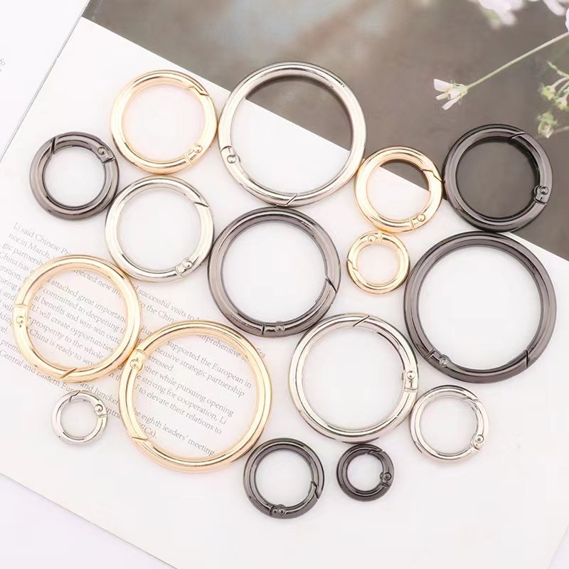 Wholesale custom round spring buckle bag spring ring metal spring buckle for luggage accessories