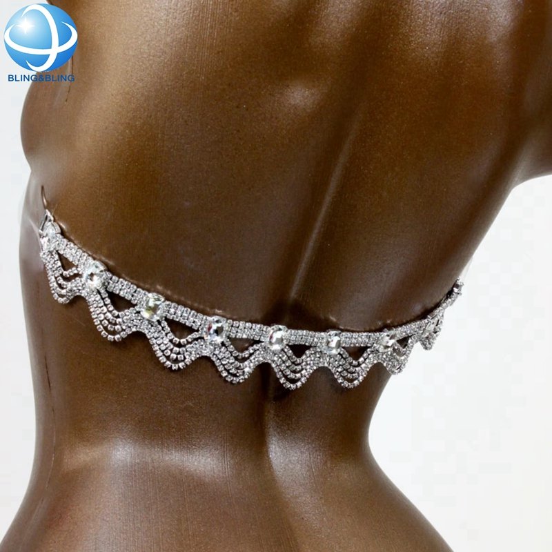 Wholesale Clear Crystal Close-up Bra Back Hanging Connector Rhinestone Bikini Connector Buckle For Fitness Bikini Suit Accessory