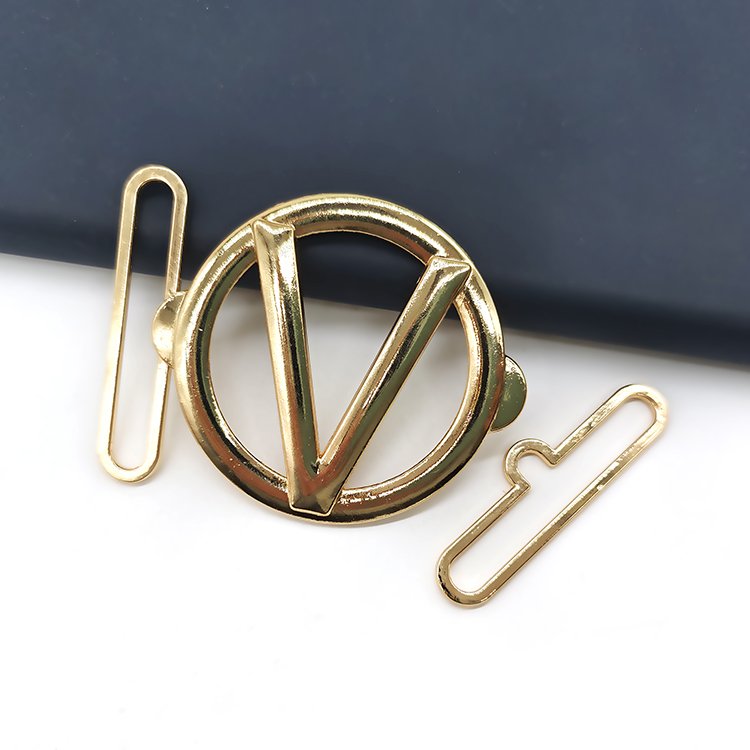 Factory Customized Size Adjustable Metal Zinc Alloy 49mm Golden Belt Clip Buckles V-Shape Fashion Swimwear Garment Accessories