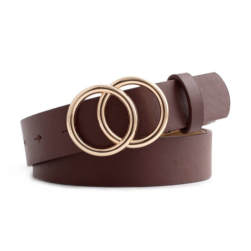 Unisex Double Ring Buckle Leather Belt Soft Western Designer Skinny Waist Casual Belts For Jeans Dress Pants
