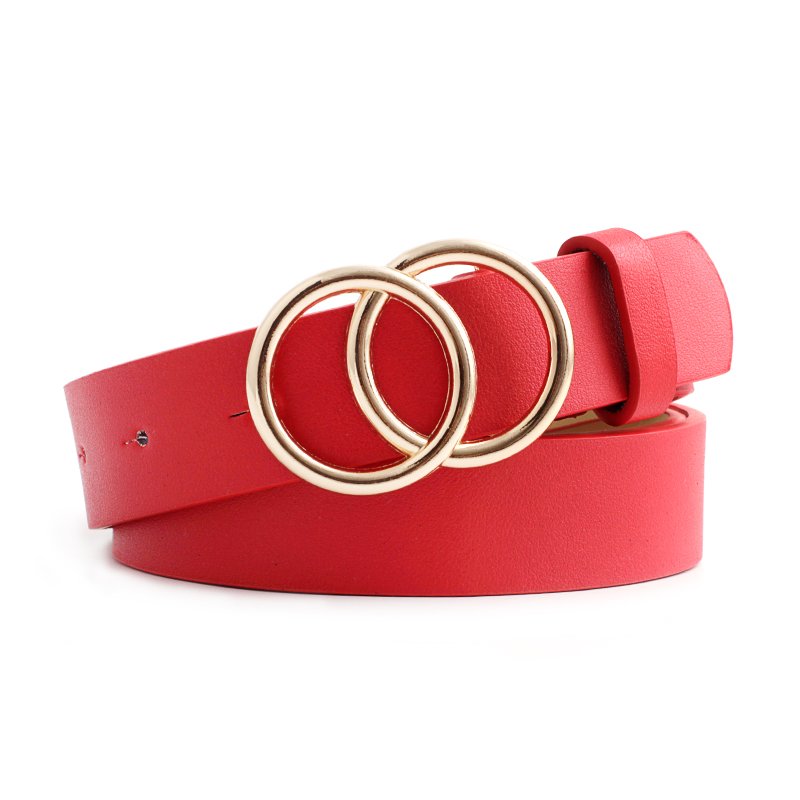 Unisex Double Ring Buckle Leather Belt Soft Western Designer Skinny Waist Casual Belts For Jeans Dress Pants