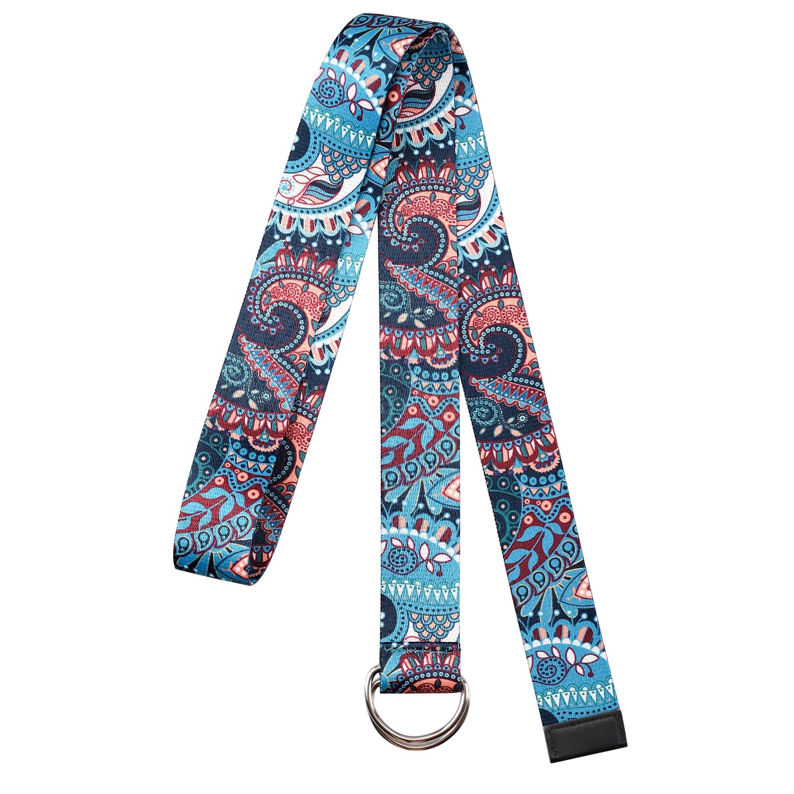 Wholesale 38 MM Wide Women's Web Belt with Double D-ring Buckles Vintage Printed Adjustable Casual Jeans Belts
