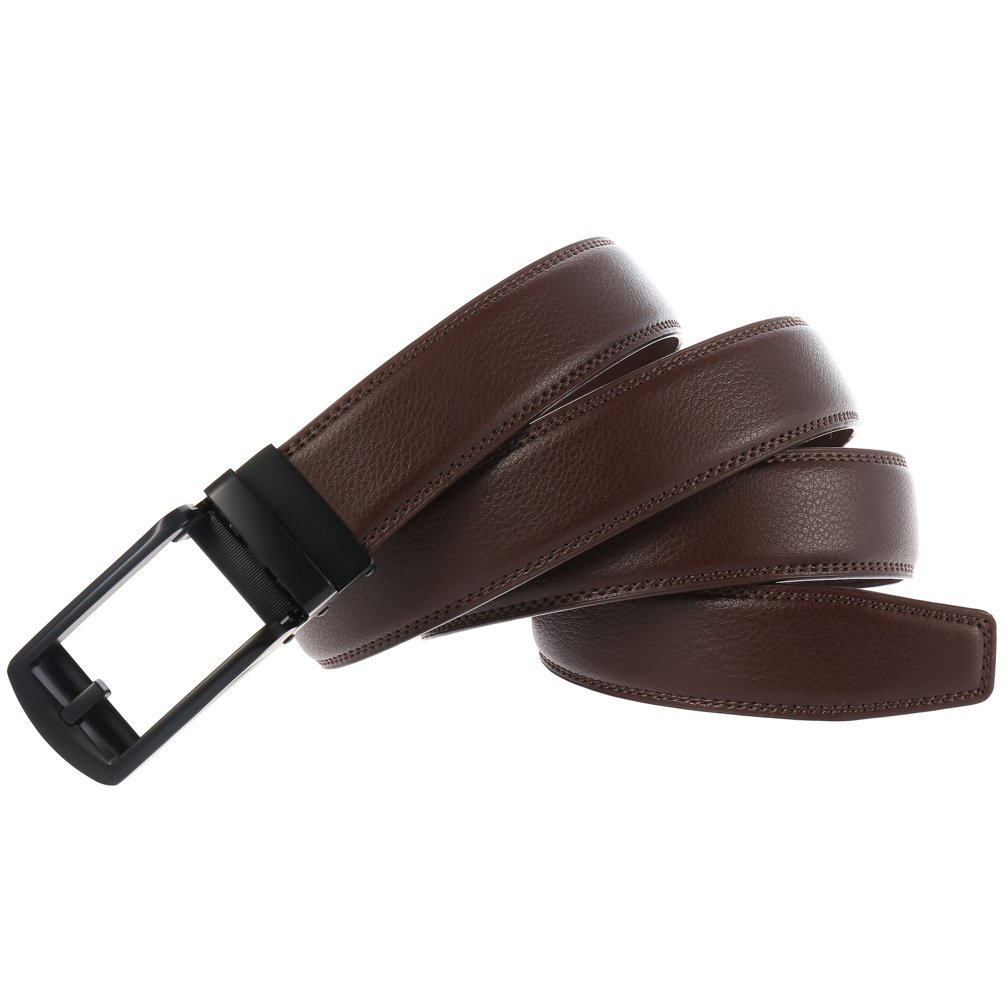 3.1CM Fashion New Wholesale Men's Pure Black Belt Leather Automatic Buckle