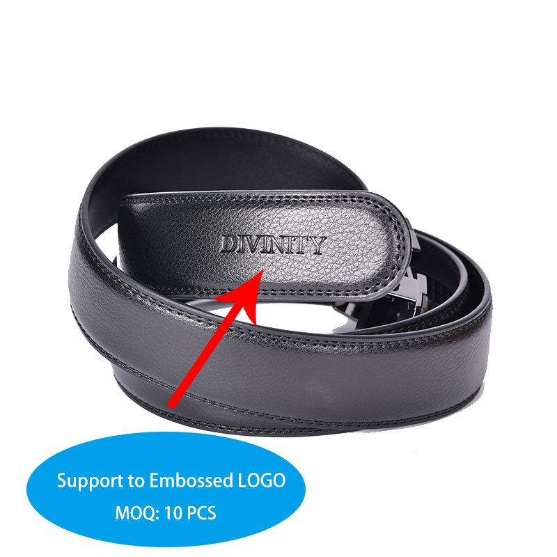 3.1CM Fashion New Wholesale Men's Pure Black Belt Leather Automatic Buckle