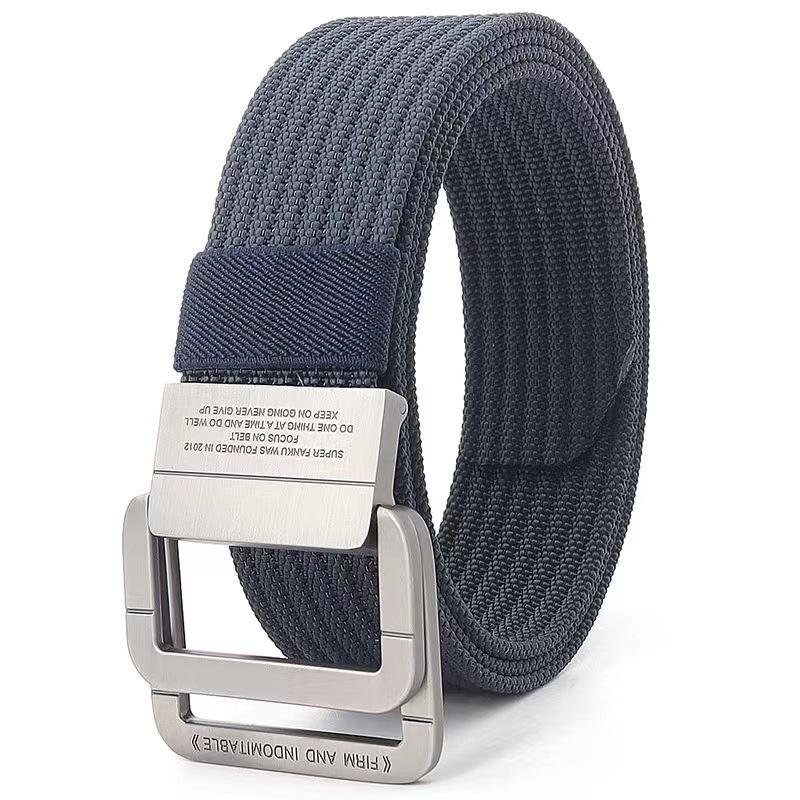 New Outdoor Nylon Belt Men's Tactical Sports Belt Alloy Double Ring Buckle Woven Canvas Belt For Men And Women