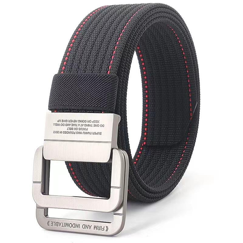 New Outdoor Nylon Belt Men's Tactical Sports Belt Alloy Double Ring Buckle Woven Canvas Belt For Men And Women