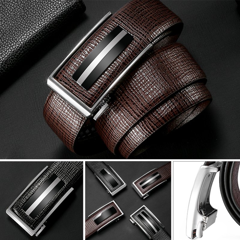 CHRISTMAS Gift Elephant Grain Men's Leather Belt Automatic Buckle Belt Versatile Cowhide Belt