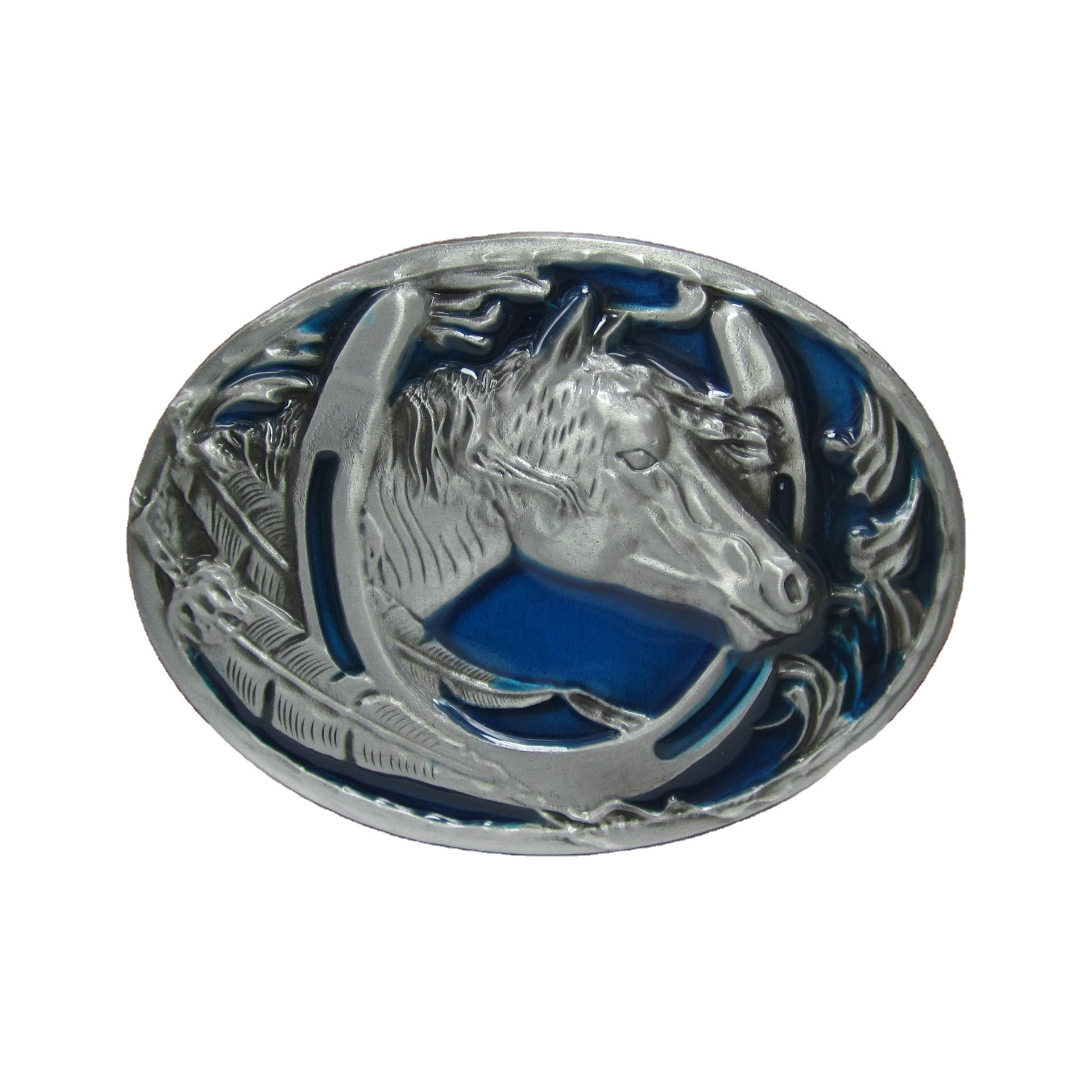 2024 fashion western buckles Zinc Alloy Blue Western cowboy horse head belt buckle Retro casual belt buckle
