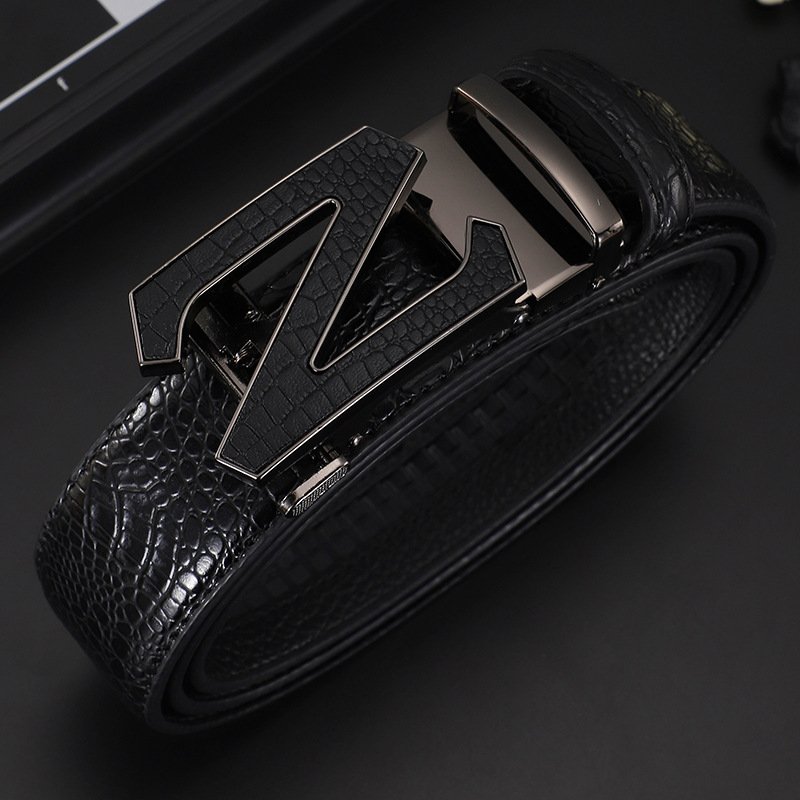 Cowhide Belt Genuine Leather Belts Cowskin Men's Automatic Buckle Belts For Men Custom Logo Oem Factory