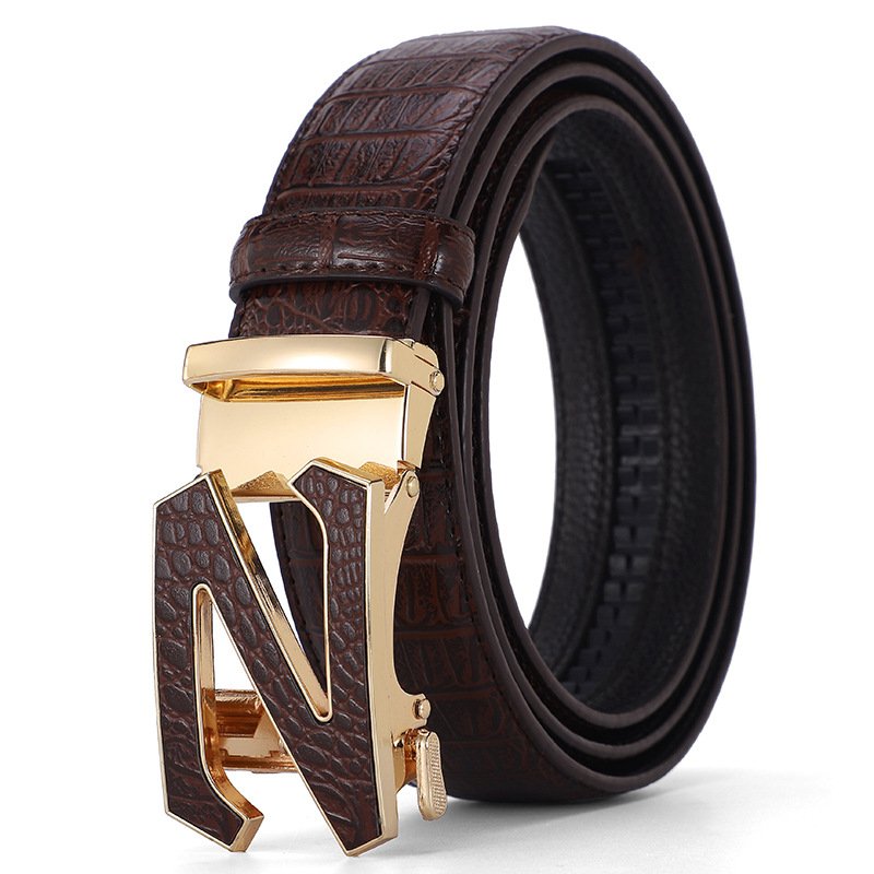 Cowhide Belt Genuine Leather Belts Cowskin Men's Automatic Buckle Belts For Men Custom Logo Oem Factory