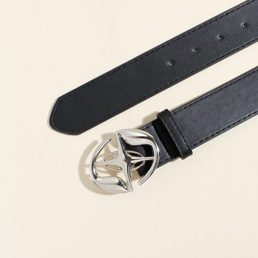 New Korean version of ins style men and women retro smooth buckle Korean simple fashion waist metal buckle belt women
