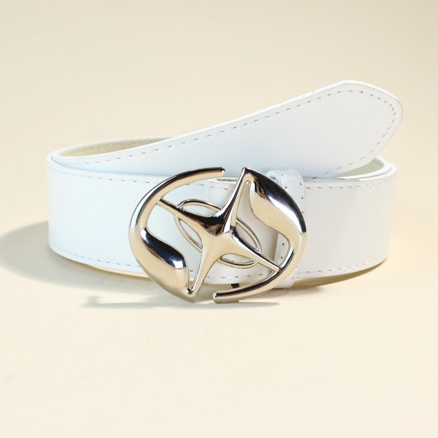 New Korean version of ins style men and women retro smooth buckle Korean simple fashion waist metal buckle belt women