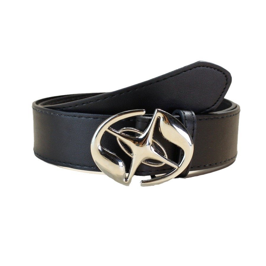 New Korean version of ins style men and women retro smooth buckle Korean simple fashion waist metal buckle belt women